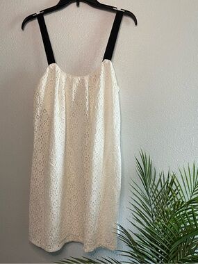 Zara White Lace Mini Dress with Black Straps